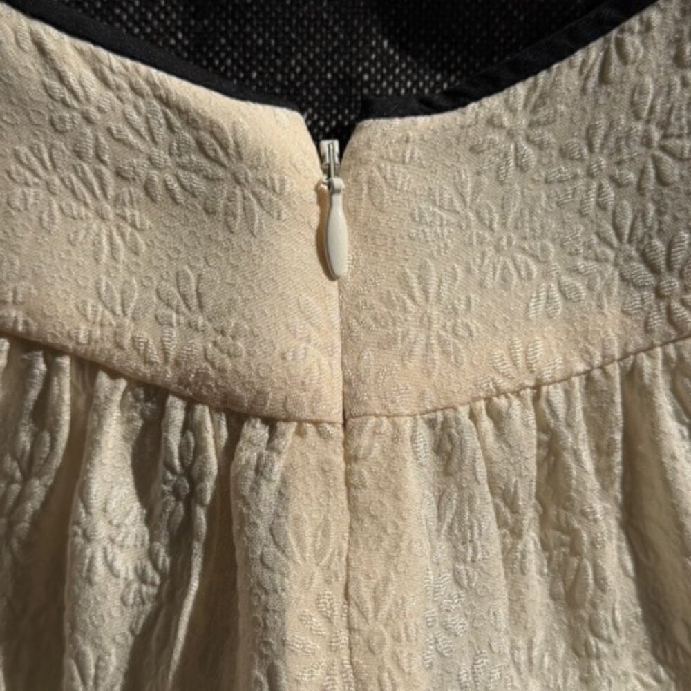 Rebecca Taylor Printed Lace Cream and Gray Wool Blend A-Line Dress Size 10 - Picture 5 of 14